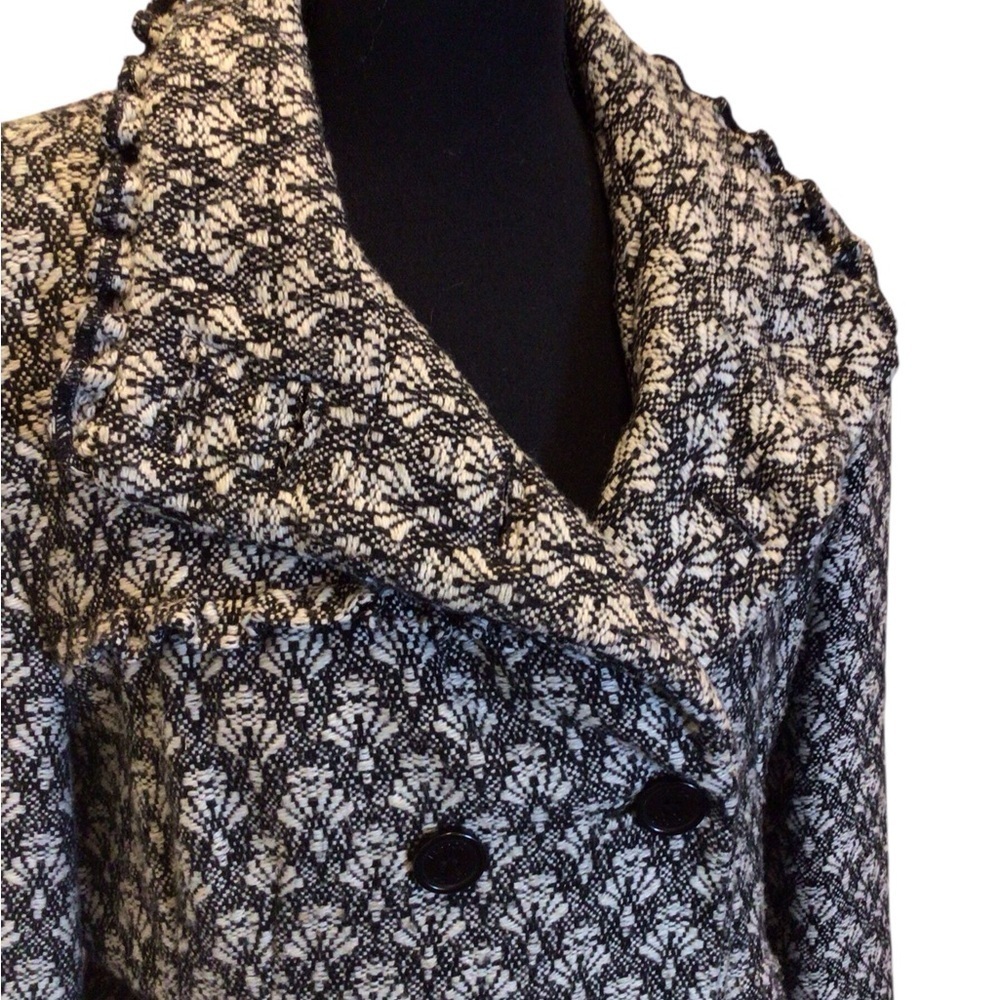 Honee Women’s Patterned Wool Blend Peacoat Jacket Size L Double Breasted Lined - Picture 5 of 11